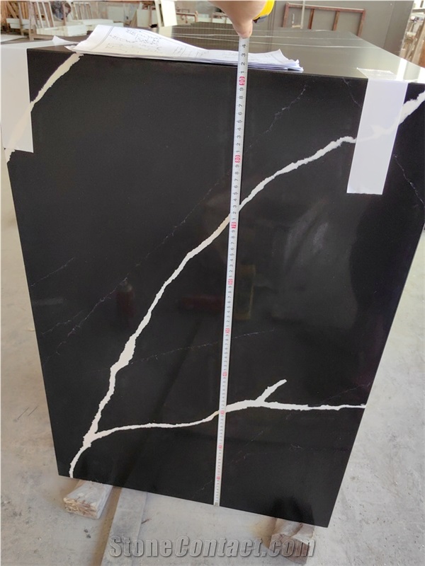 GOLDTOP 5024 Nero Statuary Black Quartz  Kitchen Countertop