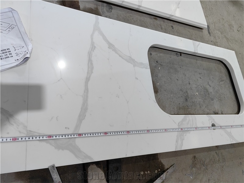GOLDTOP 5062 Calacatta Victoria White Quartz Kitchen Tops