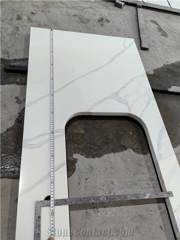 GOLDTOP 5062 Calacatta Victoria White Quartz Kitchen Tops