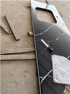GOLDTOP 5064 Calacatta Black Quartz Kitchen Tops