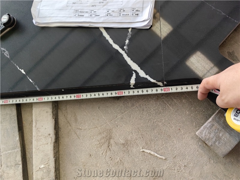 GOLDTOP 5064 Calacatta Black Quartz Kitchen Tops
