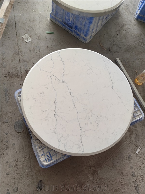 GOLDTOP 5065 Vivo White Quartz Solid Surface Table Tops
