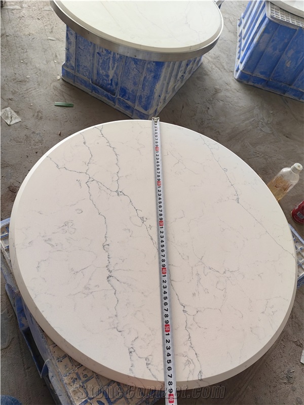 GOLDTOP 5065 Vivo White Quartz Solid Surface Table Tops