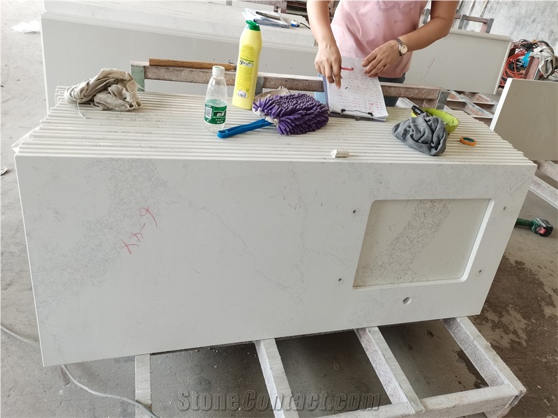 GOLDTOP 5069 Calacatta Noval White Quartz Kitchen Tops