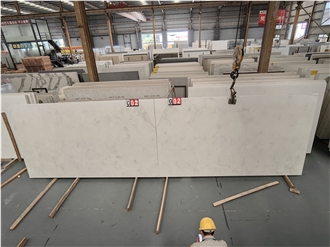 GOLDTOP 6022 Concrete Pure White Quartz Slabs