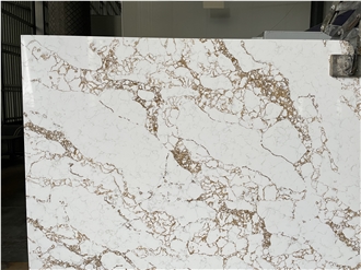 Luxurious Design Gold Veins 5050 Quartz Kitchen Countertop