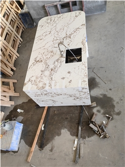 Luxurious Design Gold Veins 5050 Quartz Kitchen Countertop