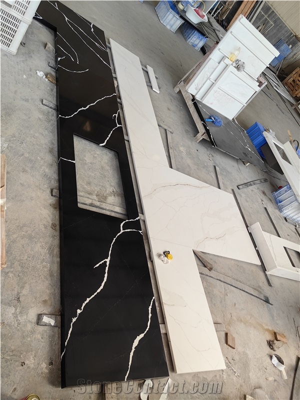 Sink Cut Custom Size Black Quartz 5024 Kitchen Countertop