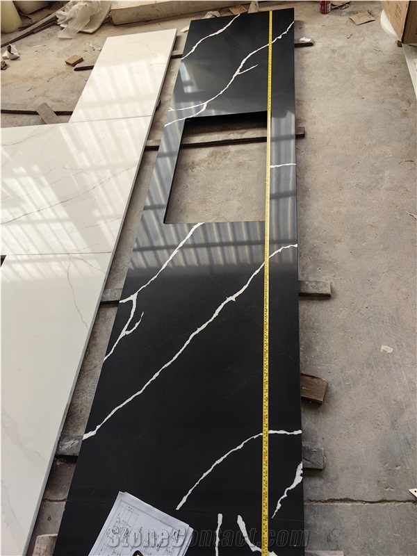 Sink Cut Custom Size Black Quartz 5024 Kitchen Countertop