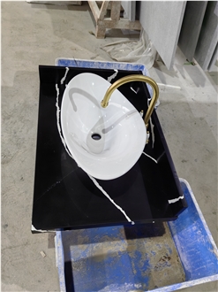 Sink Cut Custom Size Black Quartz 5024 Kitchen Countertop