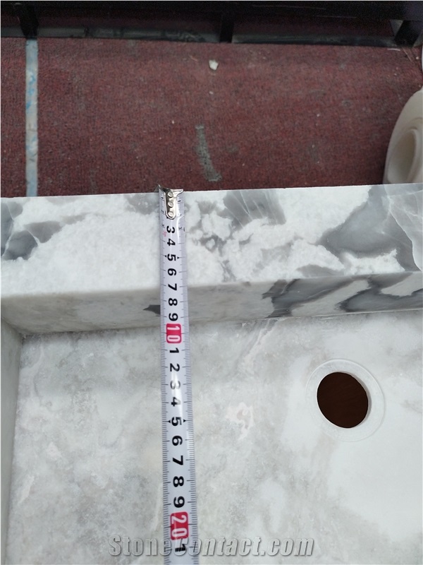 Goldtop Fendi White Double Sink  Bathroom Countertop