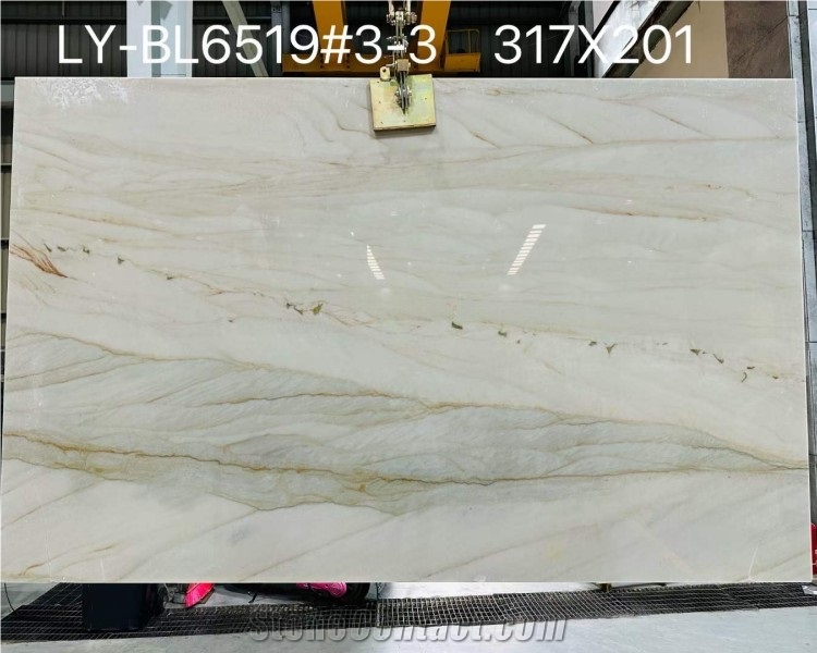 Natural White Cristallo Quartzite Slabs