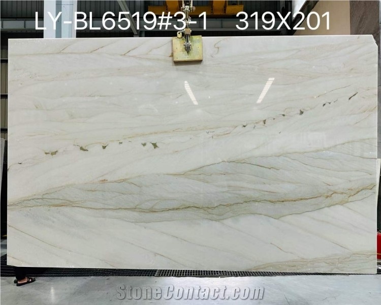 Natural White Cristallo Quartzite Slabs