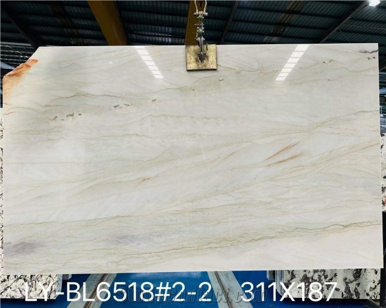 Natural White Cristallo Quartzite Slabs