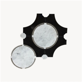Black And White Marble Waterjet Mosaic Tiles For Floor Tile