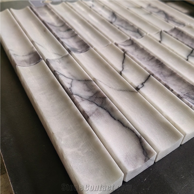 Milas New York Marble 3D Concave Flute Mosaic Tiles