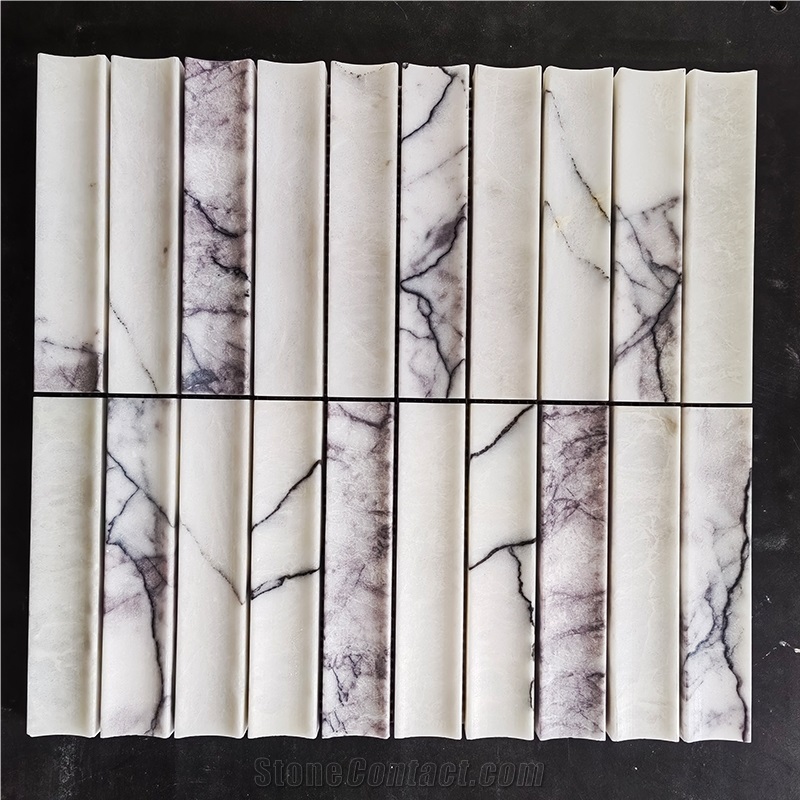 Milas New York Marble 3D Concave Flute Mosaic Tiles