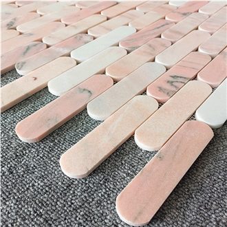 Rosa Aurora Portugal Pink Marble Oval Mosaic Tiles