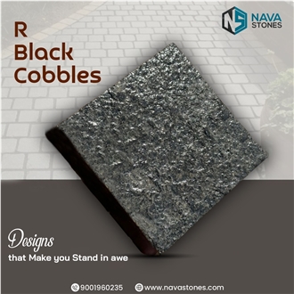 R Black Granite Cobbles