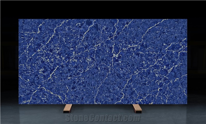 Ash Quartz -  Dark Blue Quartz Slabs With White Vein