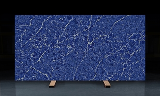 Ash Quartz -  Dark Blue Quartz Slabs With White Vein