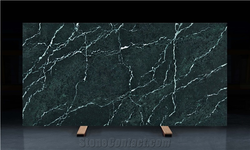 Ash Quartz - Dark Green Quartz Slabs With White Vein