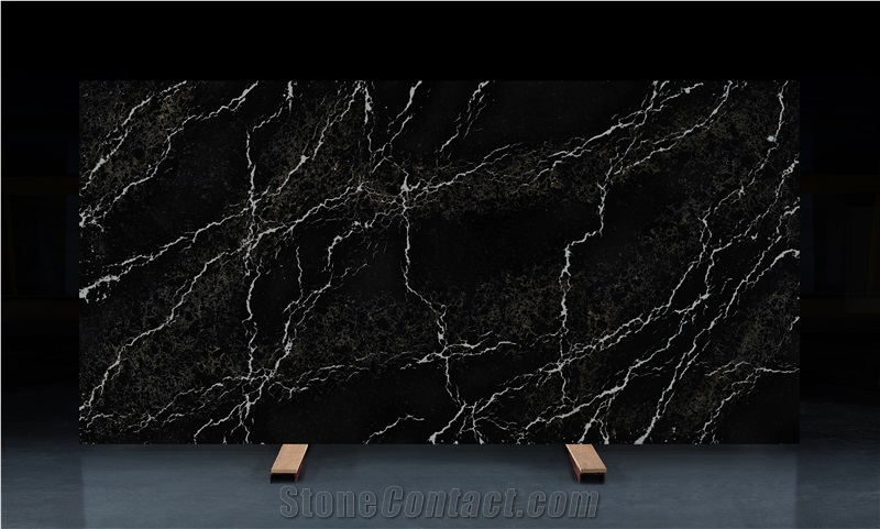 Ash Quartz -  Dark Quartz Slabs With White Vein 2Cm