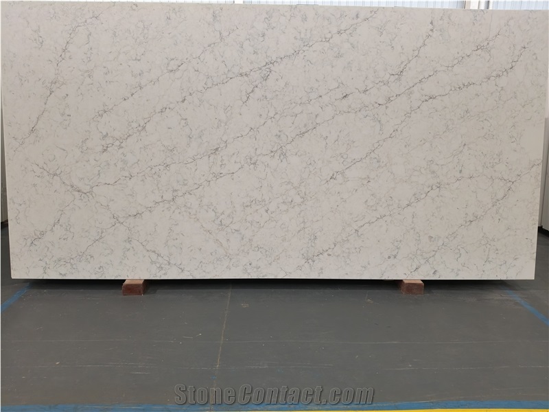 Ash Quartz -  Elegant Beige White Calacatta Quartz Slabs