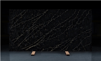 Ash Quartz -  Elegant Dark Quartz Slabs With Brige Vein