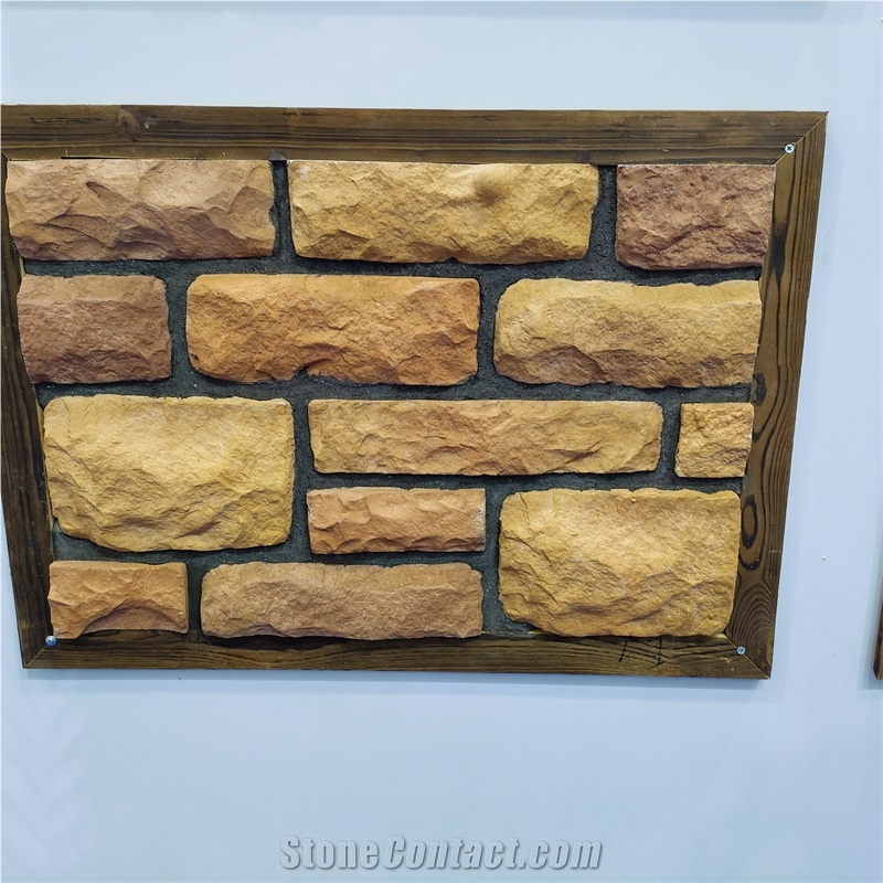 Earthy Yellow Artificial Culture Stone For Wall Tiles