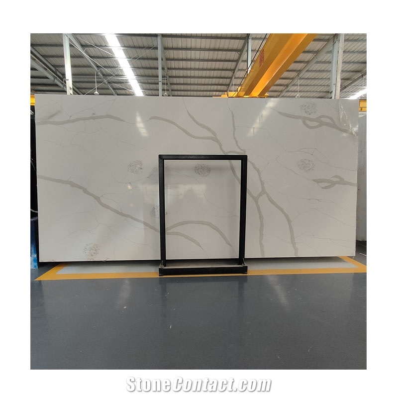 Grade  With Grey Veins Calacatta White  Engineered Stone For Floor