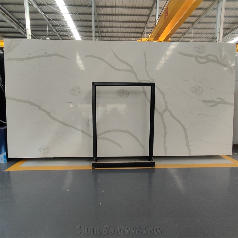 Grade  With Grey Veins Calacatta White  Engineered Stone For Floor