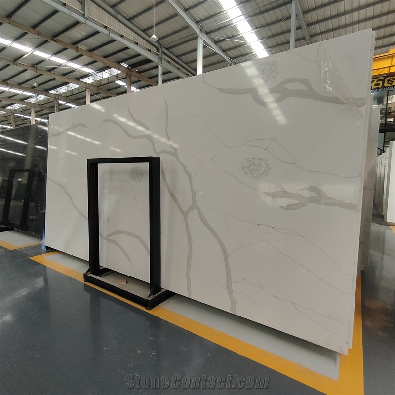 Grade  With Grey Veins Calacatta White  Engineered Stone For Floor