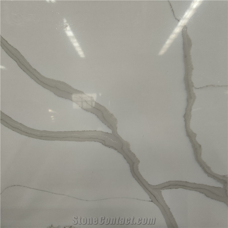 Grade  With Grey Veins Calacatta White  Engineered Stone For Floor