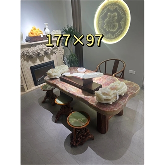 Customization Carve Patterns Green Onyx Interior Table