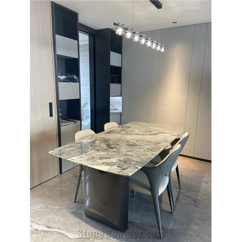Oreo Grey Marble  Rectangle Table For Table Top