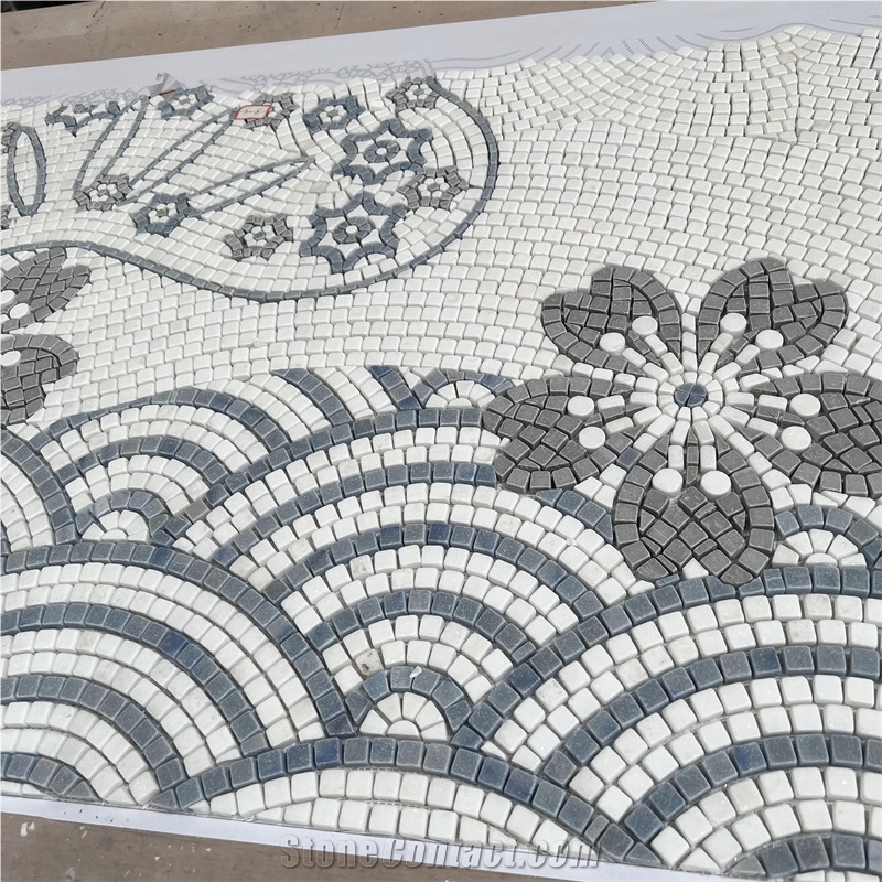 Tumbled Marble Pattern Mosaic Tiles