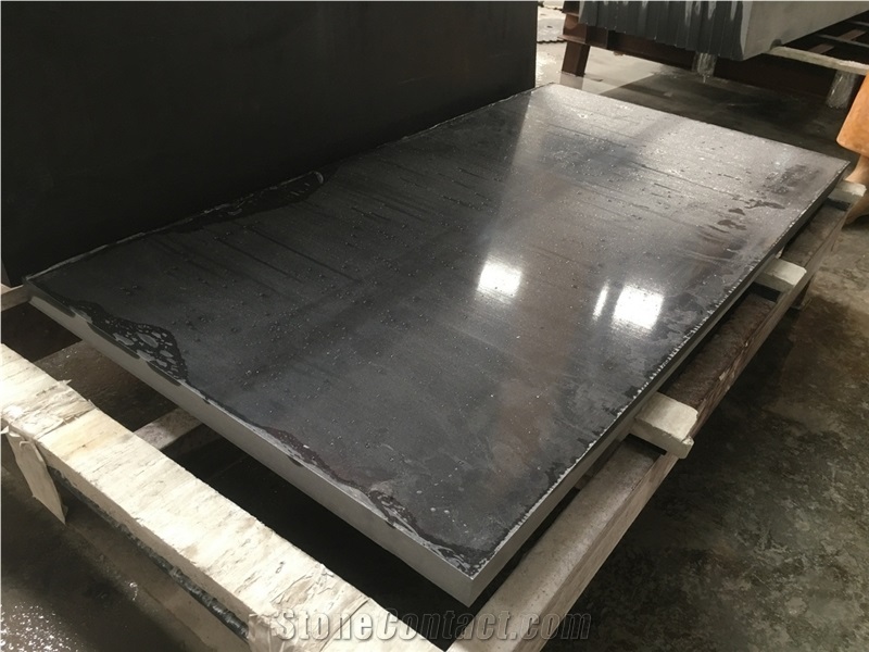 Engineered Quartz Tiles For Projects Pure Black Color