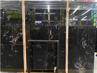 Ice Flower Black Marble Slabs Polished
