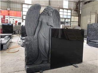 Indian Black Granite Angel Tombstone