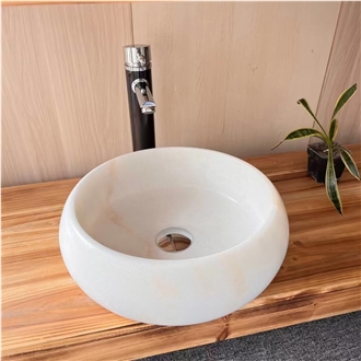 Fluted Ariston Marble Round Wash Basin For Bath