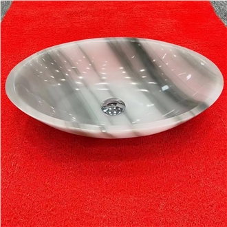 Fluted Ariston Marble Round Wash Basin For Bath