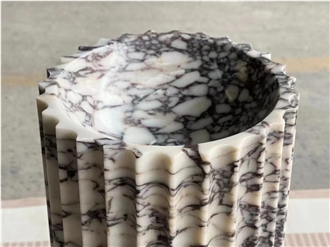 Fluted Surface Marble Calacatta Viola Pedestal Wash Basin Fluted Surface Marble Calacatta Viola Pedestal Wash Basin
