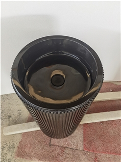 Fluted Surface Marble Calacatta Viola Pedestal Wash Basin