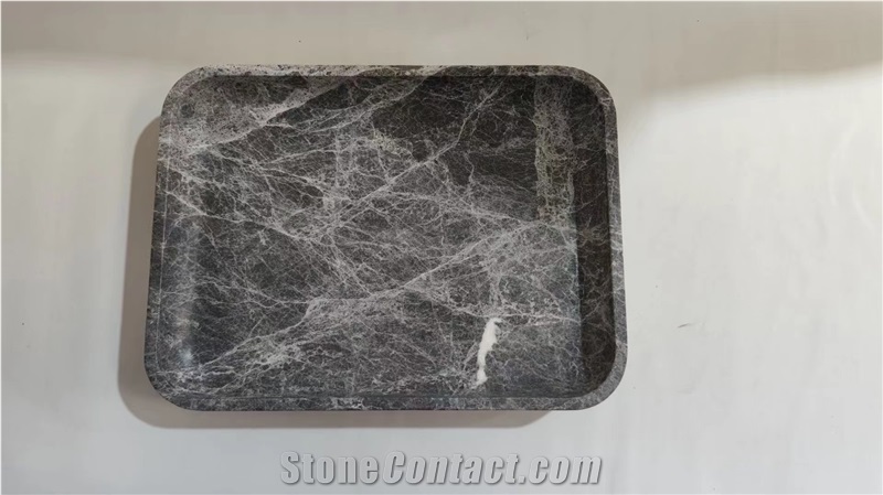 Italian Marble Red Jasper Tea Trays For Kitchen Dining Decor