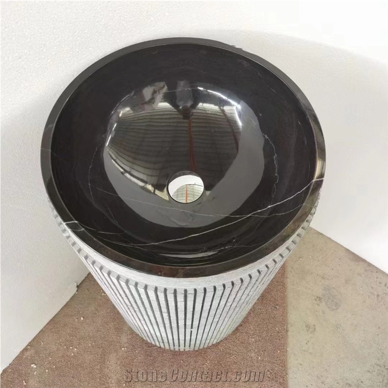 Marble Fantasy Brown Pedestal Square Wash Basin For Bathroom