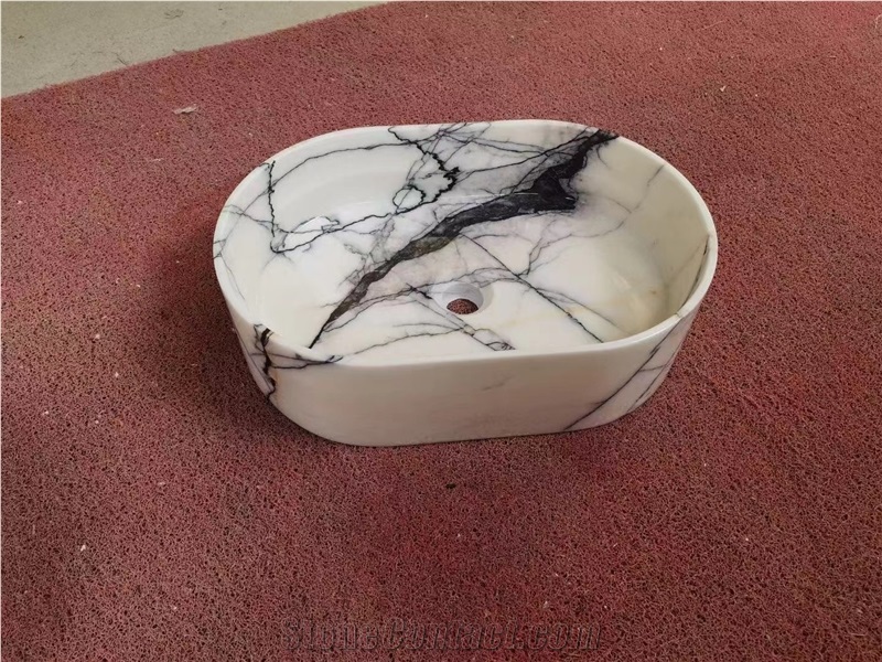 Milas New York Marble Wash Basin Oval Design For Bathroom