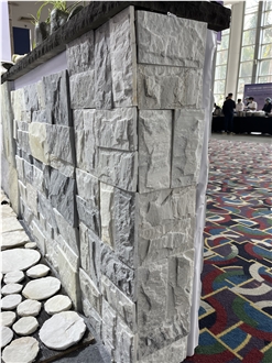 SPA White Quartzite Exposed Wall Stone For Featuree Wall
