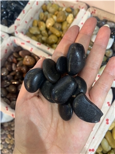 Difference Size Black Washed River Pebble Stone