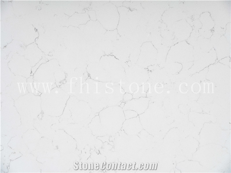 Carrara White Quartz  White With Grey Veins  Quartz Tiles